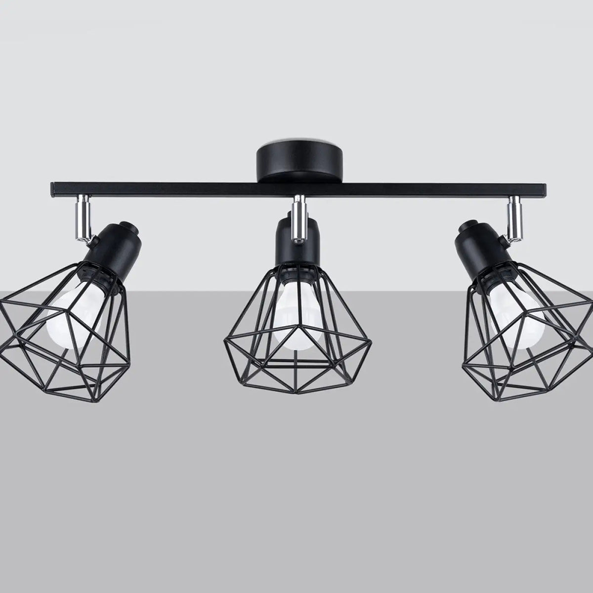 Plafonnier Industriel Noir 3 Spots