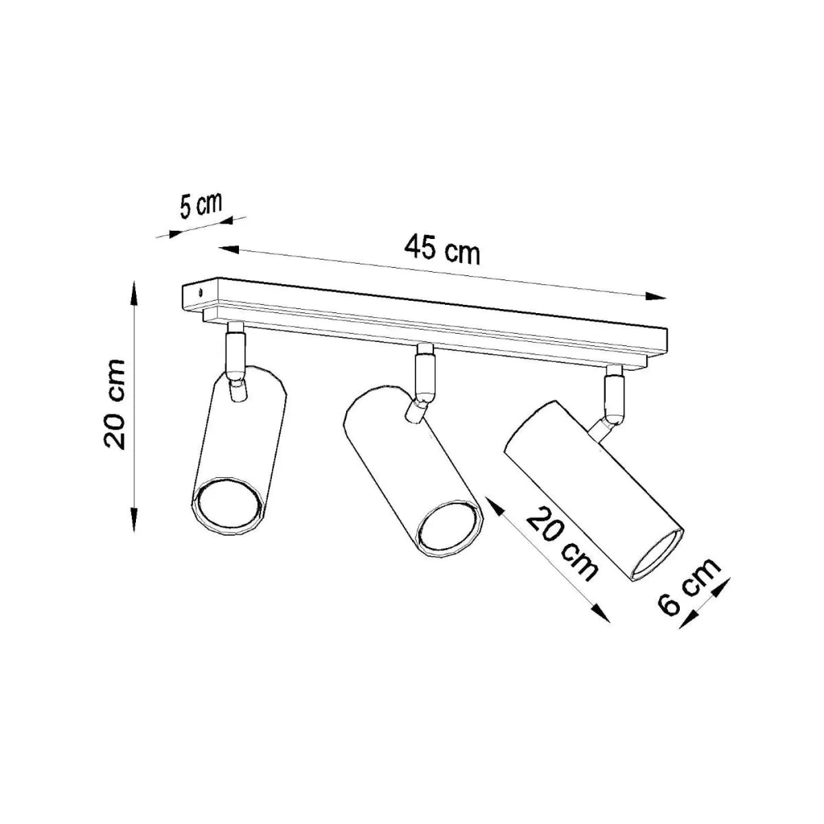 Plafonnier 3 Spots Orientables Barre Noir - Dalumea - vue 6