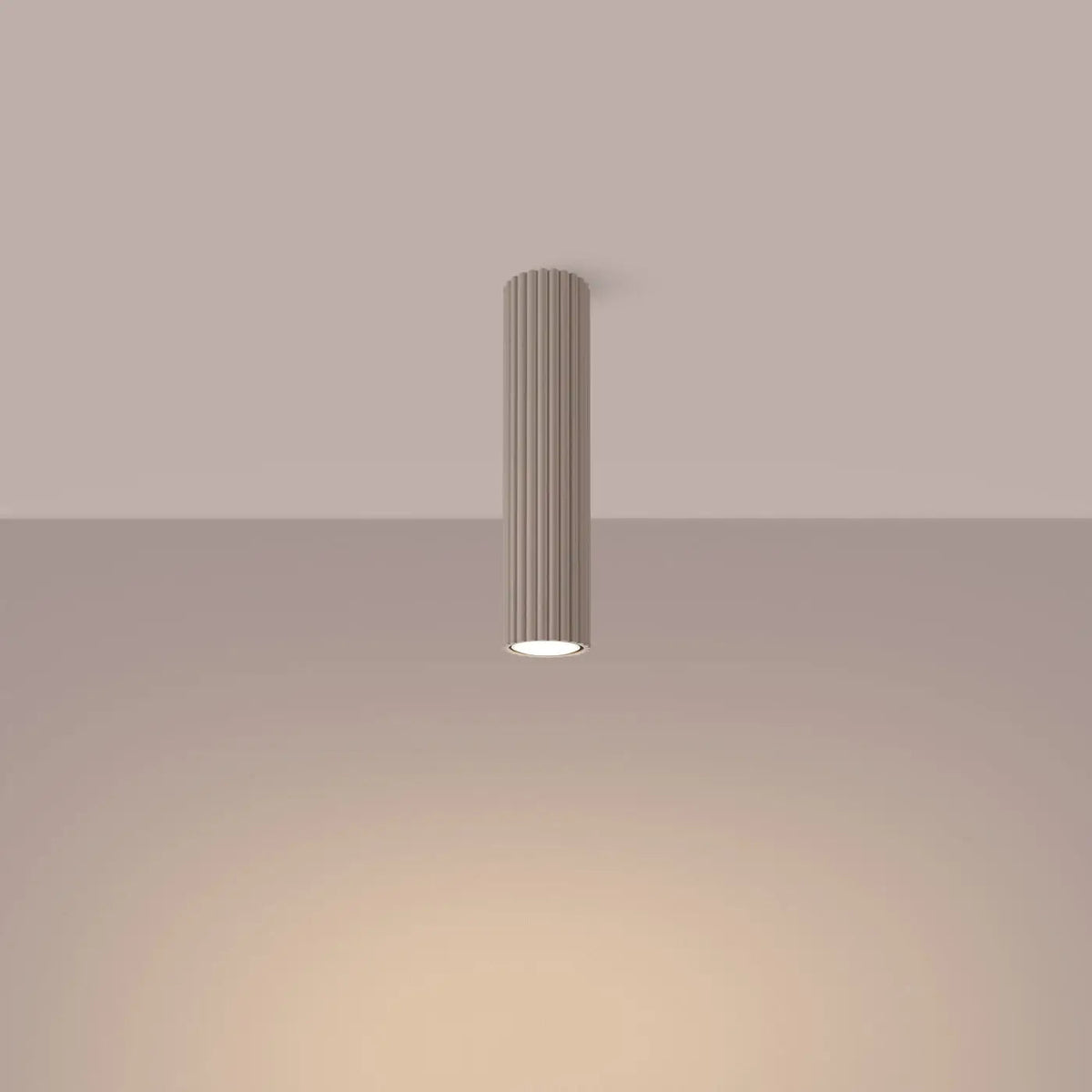 Plafonnier Cylindrique Cannelé Taupe - Dalumea - 30 cm