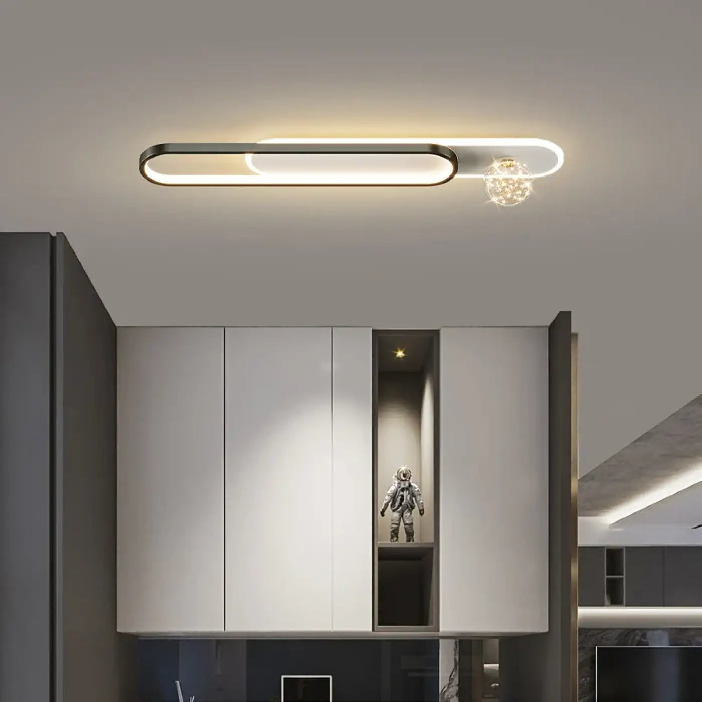 Plafonnier LED Ovale Doré Cristal - Dalumea - vue 3