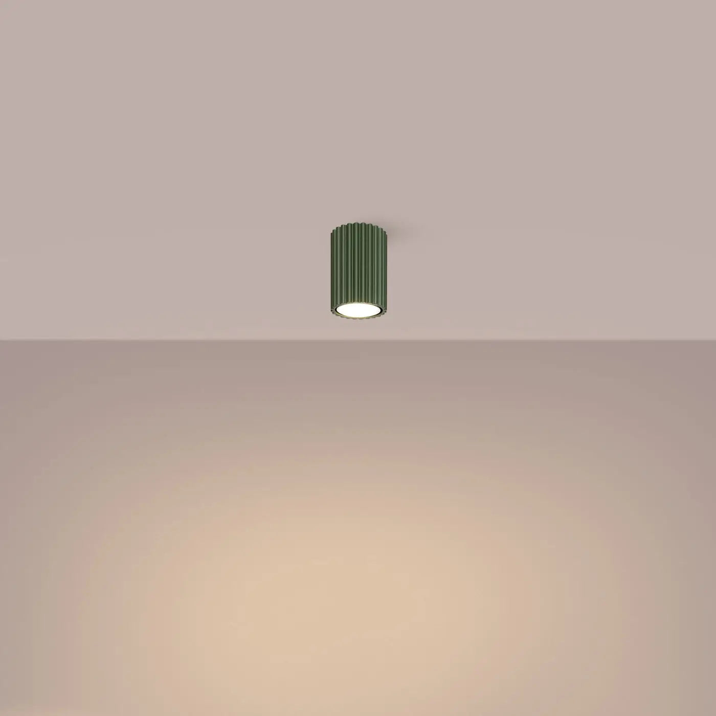Plafonnier Cylindrique Cannelé Vert Olive - Dalumea - vue 1