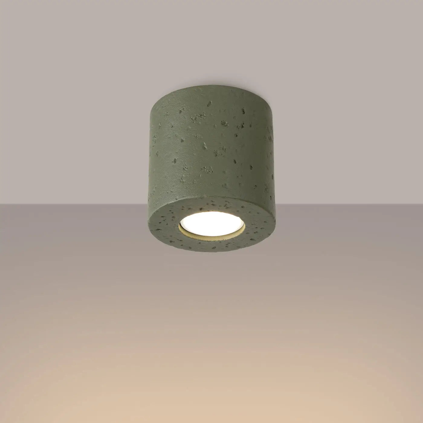 Plafonnier Béton Cylindre Vert Olive - Dalumea - vue 1