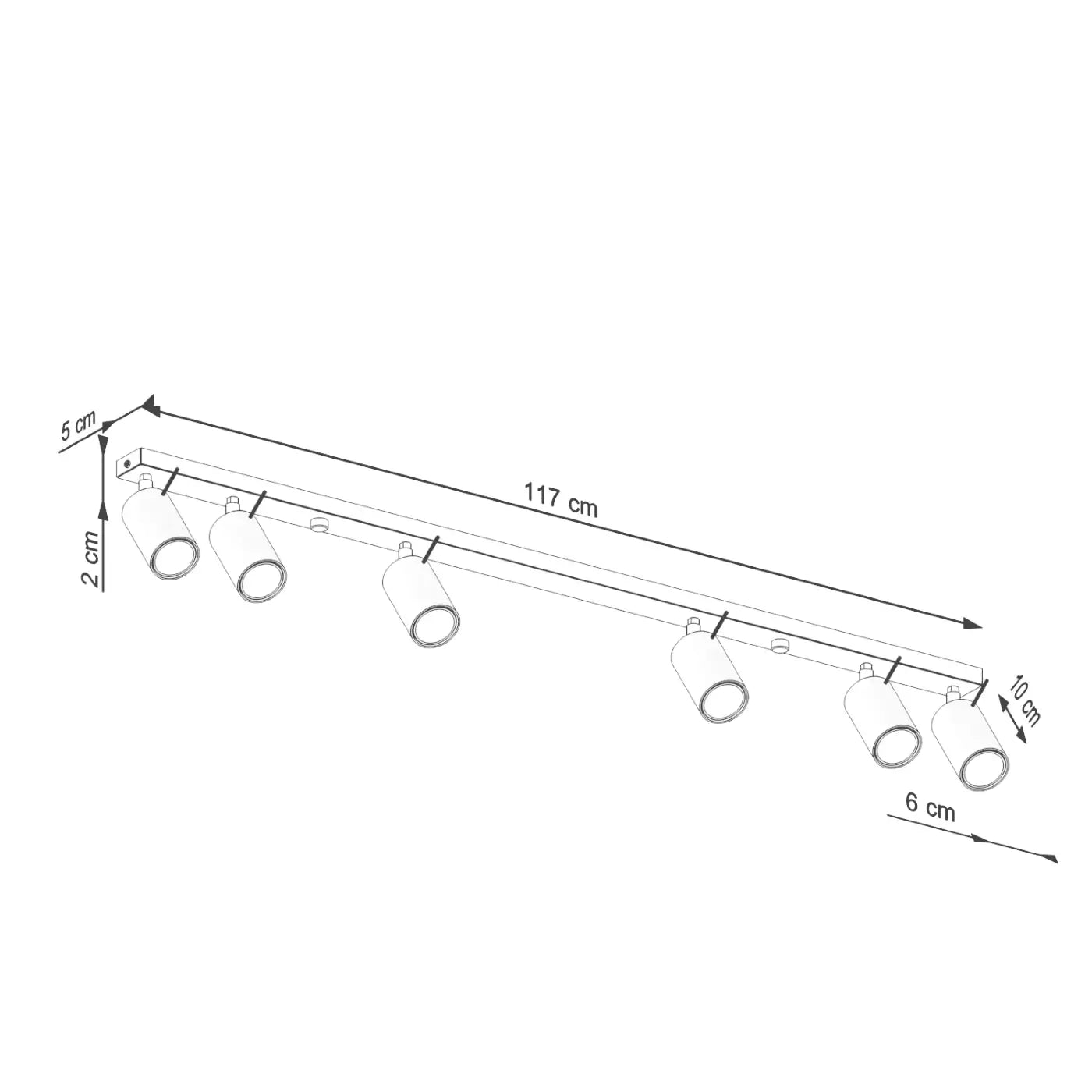 Plafonnier luminaire plafonnier beige lineaire a 6 spots cylindriques modernes - beige - Dalumea - vue 12