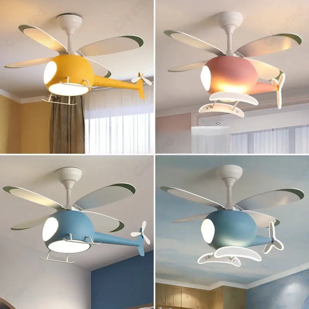 Plafonnier Hélicoptère Enfant Avec Ventilateur - Dalumea - vue 4