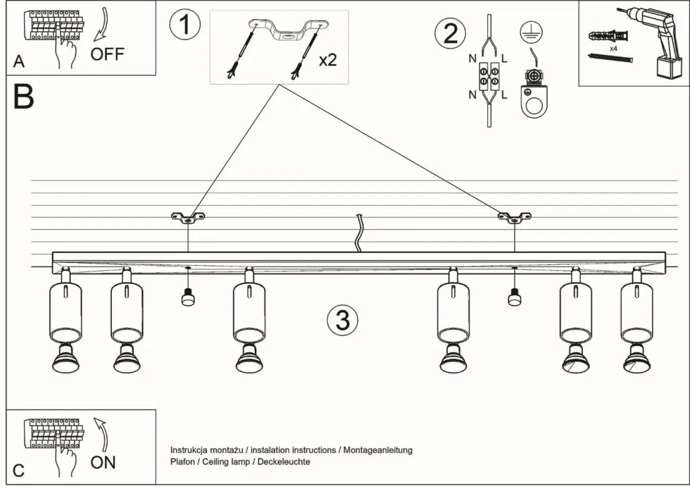 Plafonnier 6 Spots Orientables Lisse Blanc - Dalumea - vue 8