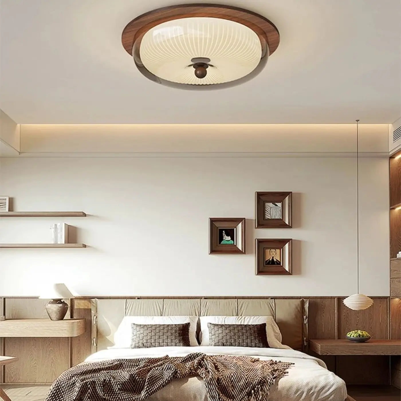 Plafonnier Bois et Verre Design Moderne - Dalumea - vue 5
