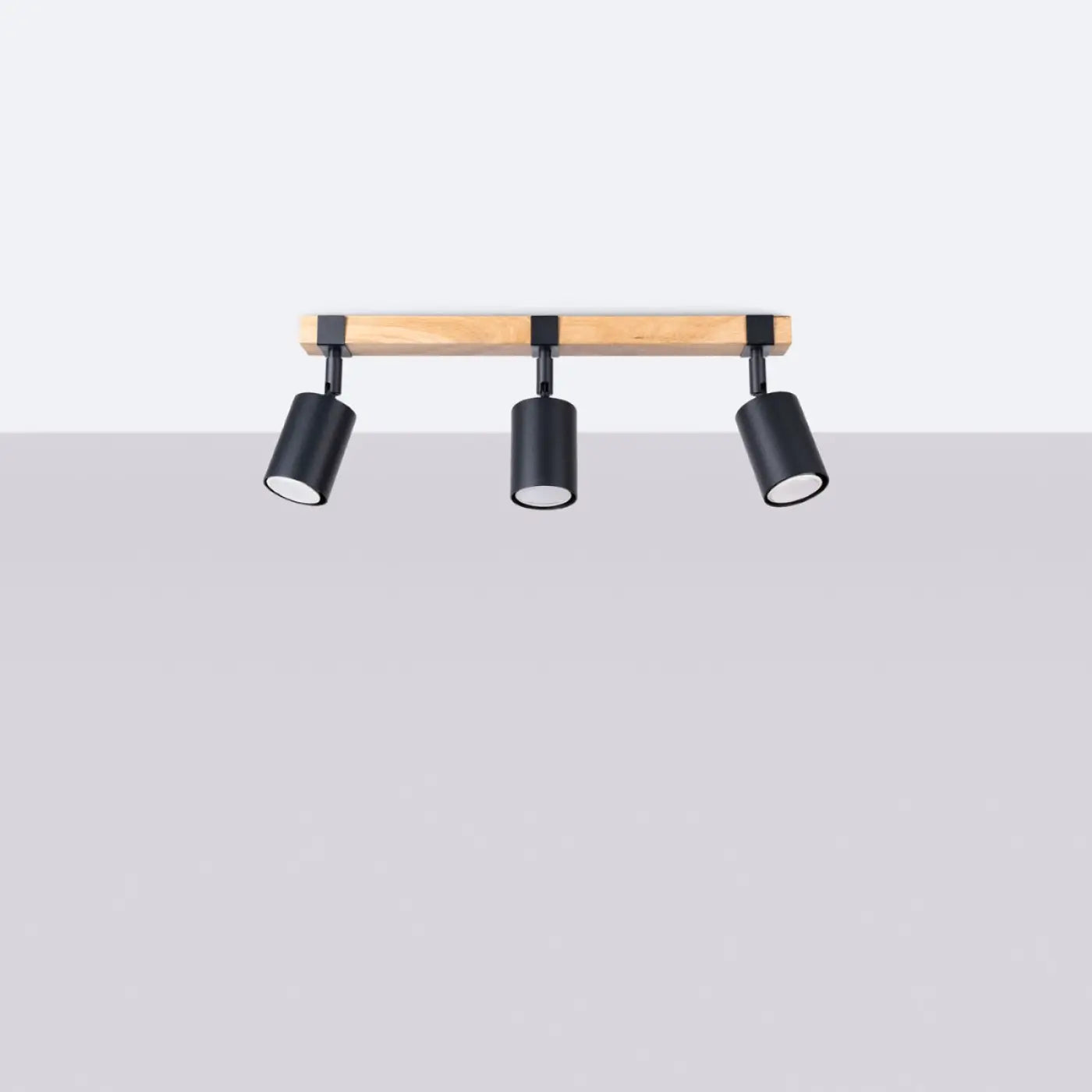 Plafonnier 3 Spots Orientables Noir Bois - Dalumea - vue 2