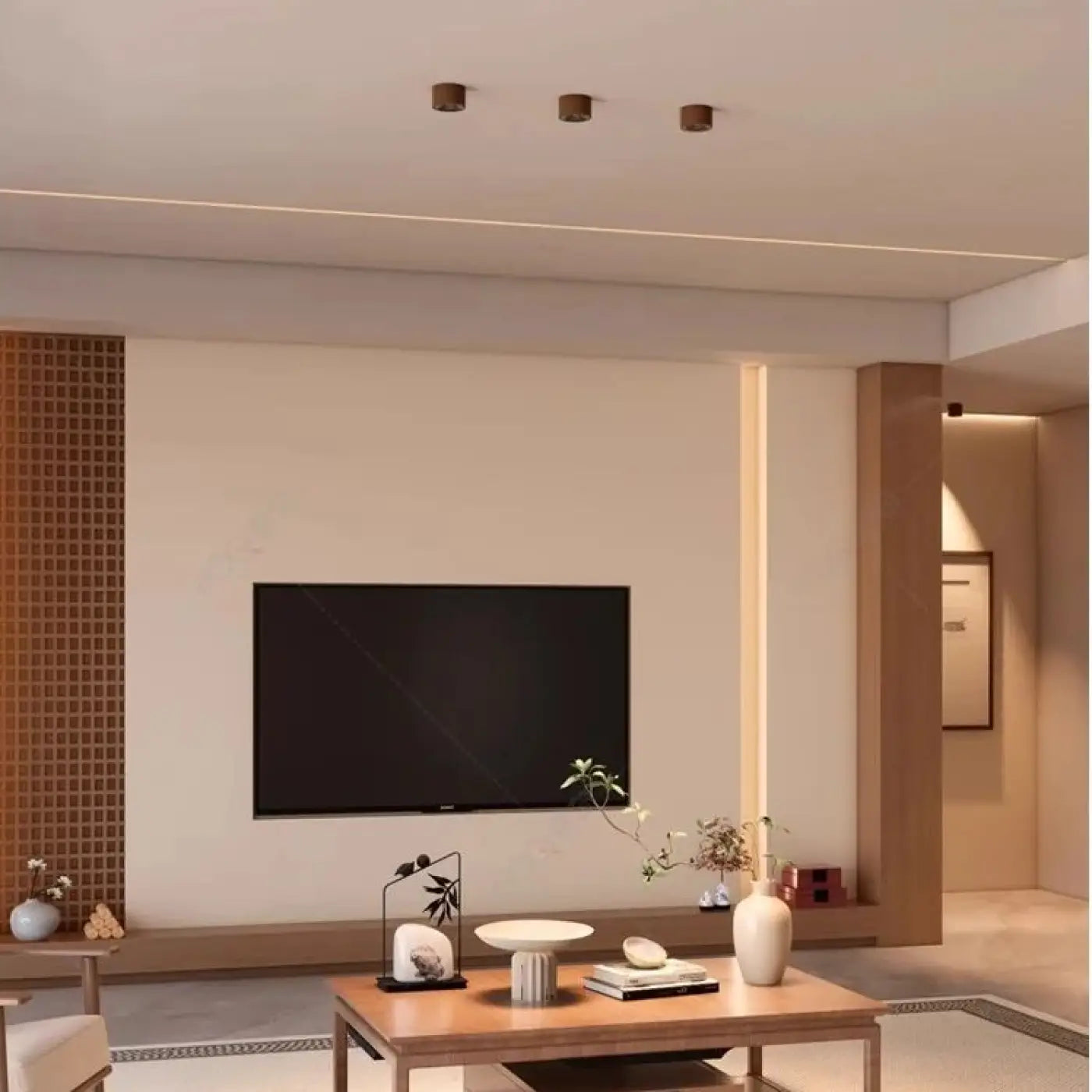 Plafonnier LED Bois Chrome - Dalumea - vue 4