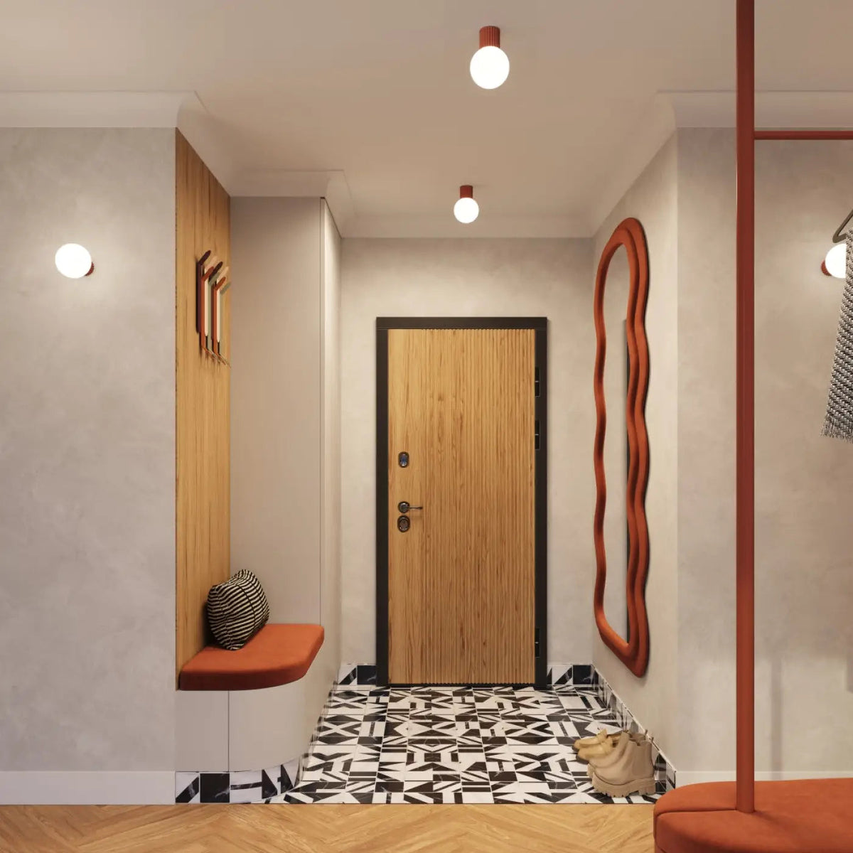 Plafonnier luminaire plafonnier rouge ochra style minimaliste - bois - Dalumea - vue 1