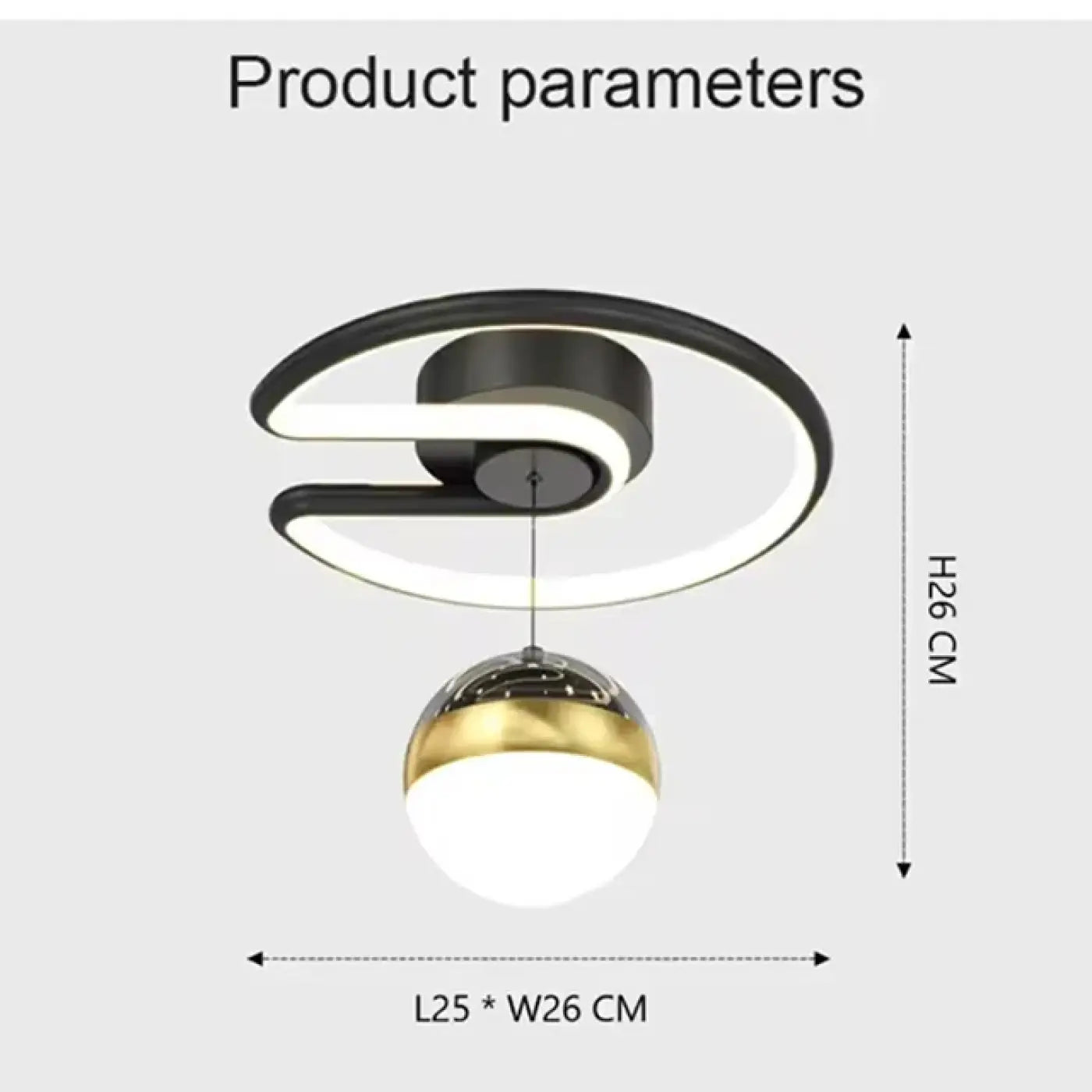Plafonnier LED Noir et Doré Globe - Dalumea - vue 6