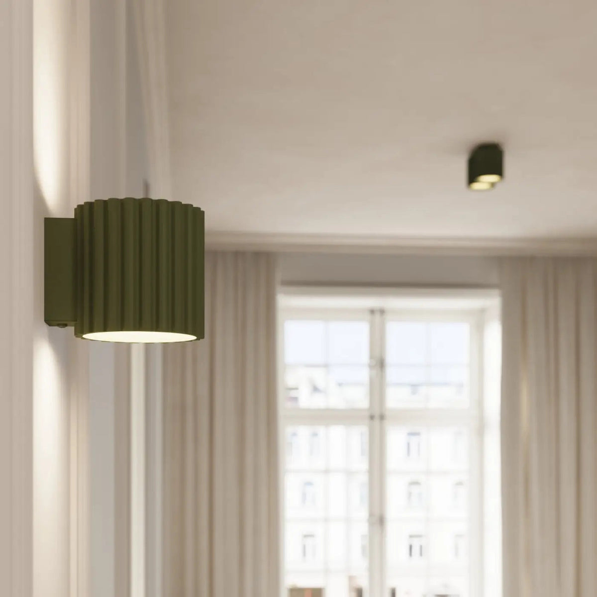 Plafonnier Cylindrique Compact Vert Olive - Dalumea - vue 9