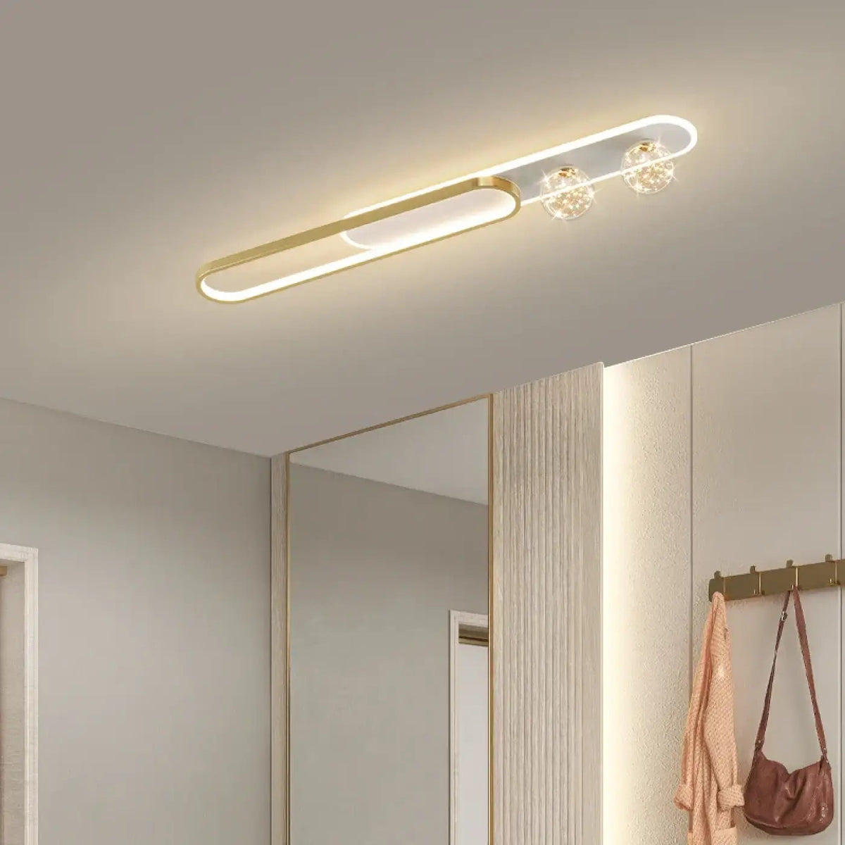 Plafonnier LED Ovale Doré Cristal - Dalumea - vue 6