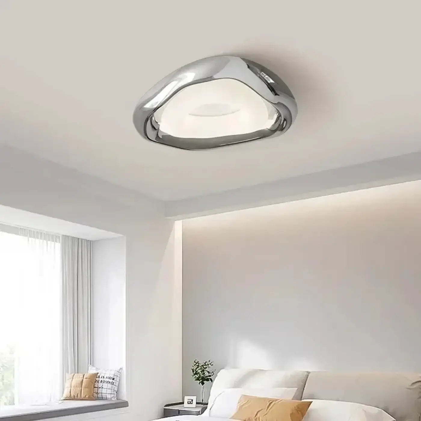 Plafonnier LED Design Chromé Organique - Dalumea - vue 2