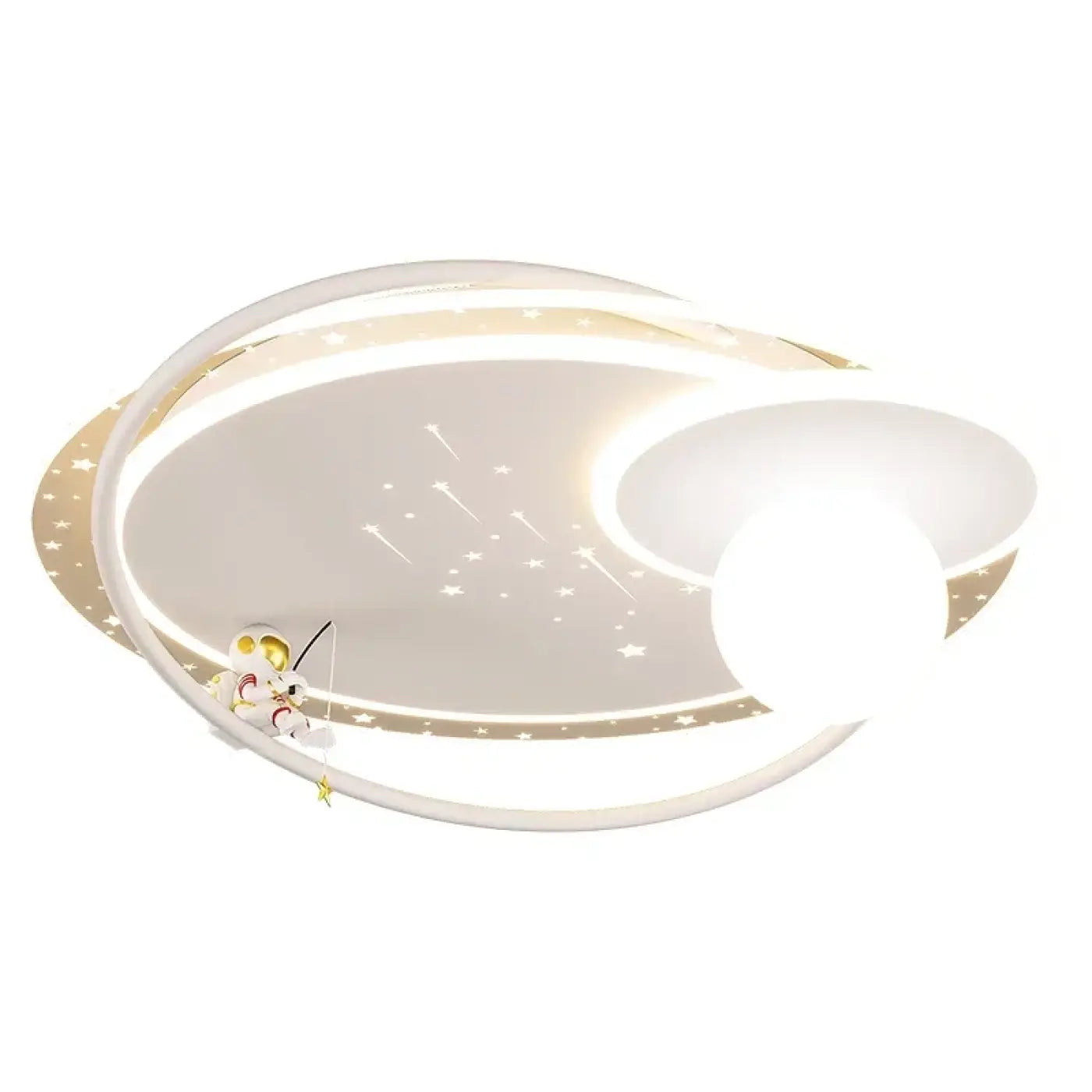 Plafonnier suspension luminaire design planete et anneaux led - blanc - Dalumea - vue 1