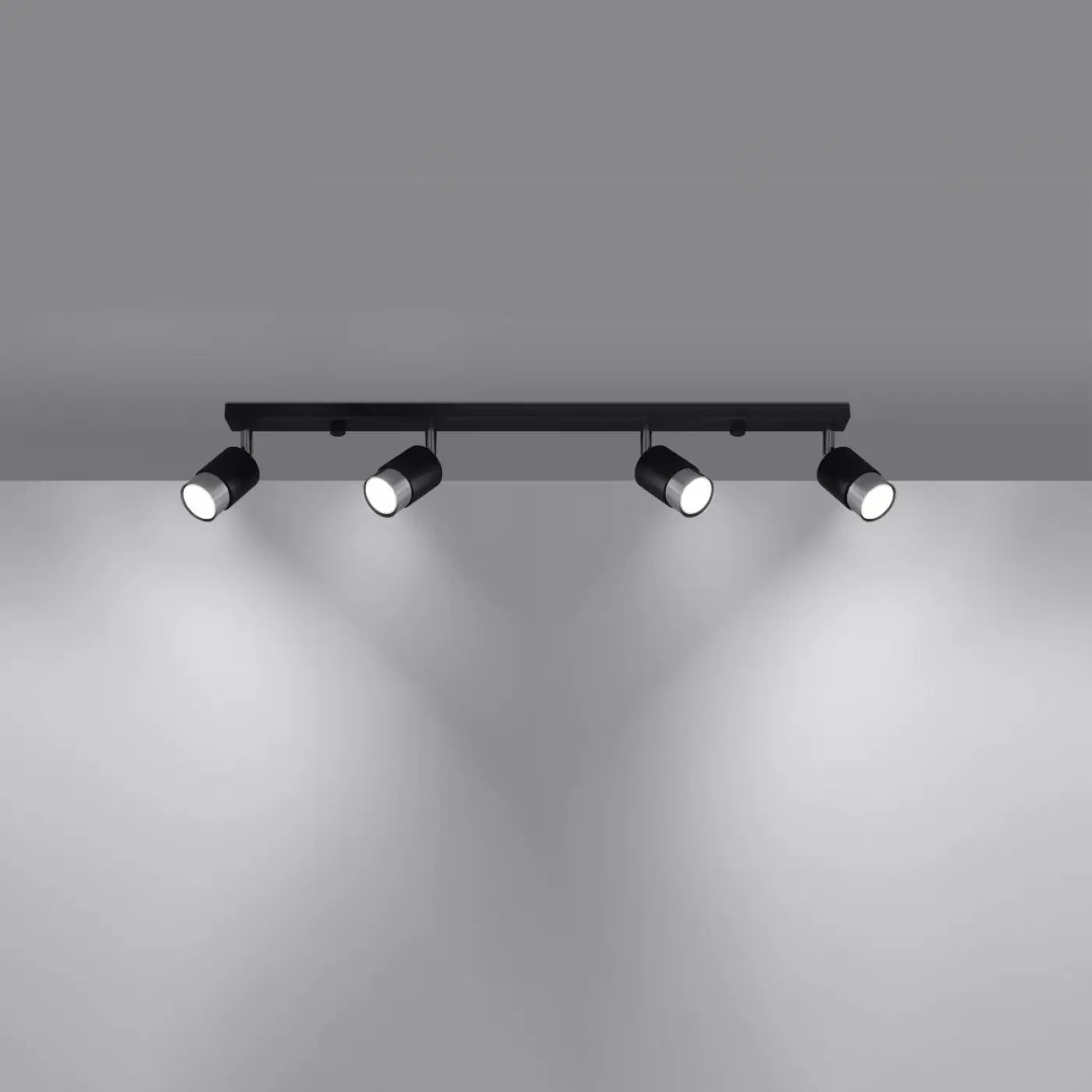 Plafonnier 4 Spots Orientables Noir Chrome - Dalumea - vue 1