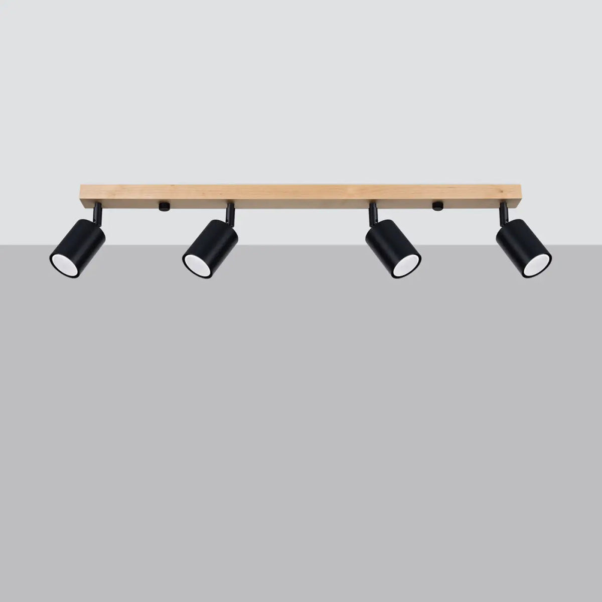 Plafonnier Rail Bois Noir 4 Spots - Dalumea - vue 3