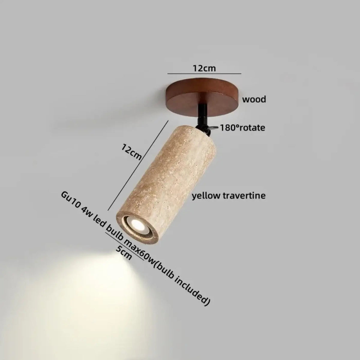 Plafonnier Spot Orientable Travertin Bois - Dalumea - vue 6