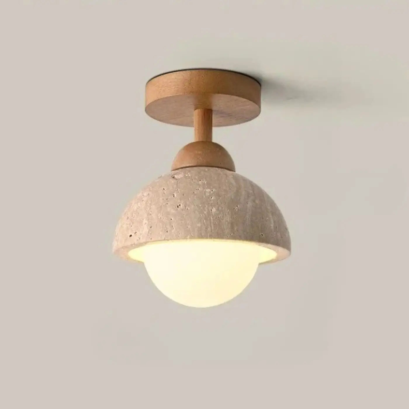 Plafonnier minimaliste en pierre travertin avec finition bois elegante - bois - Dalumea - vue 11