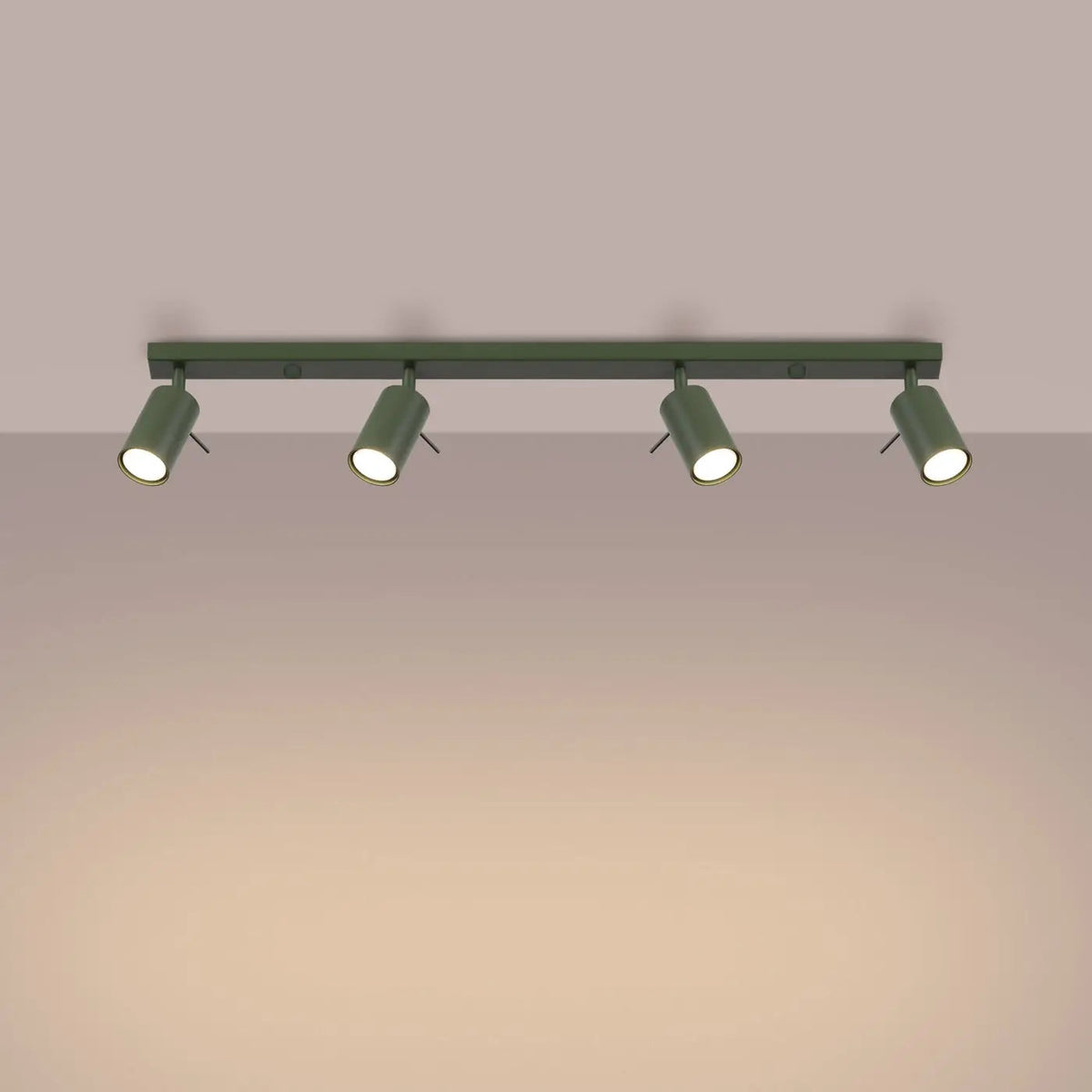 Plafonnier 4 Spots Orientables Lisse Vert Olive - Dalumea - vue 1