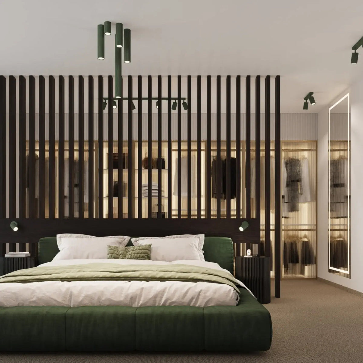 Plafonnier LED Vert Olive Cylindrique - Dalumea - vue 8