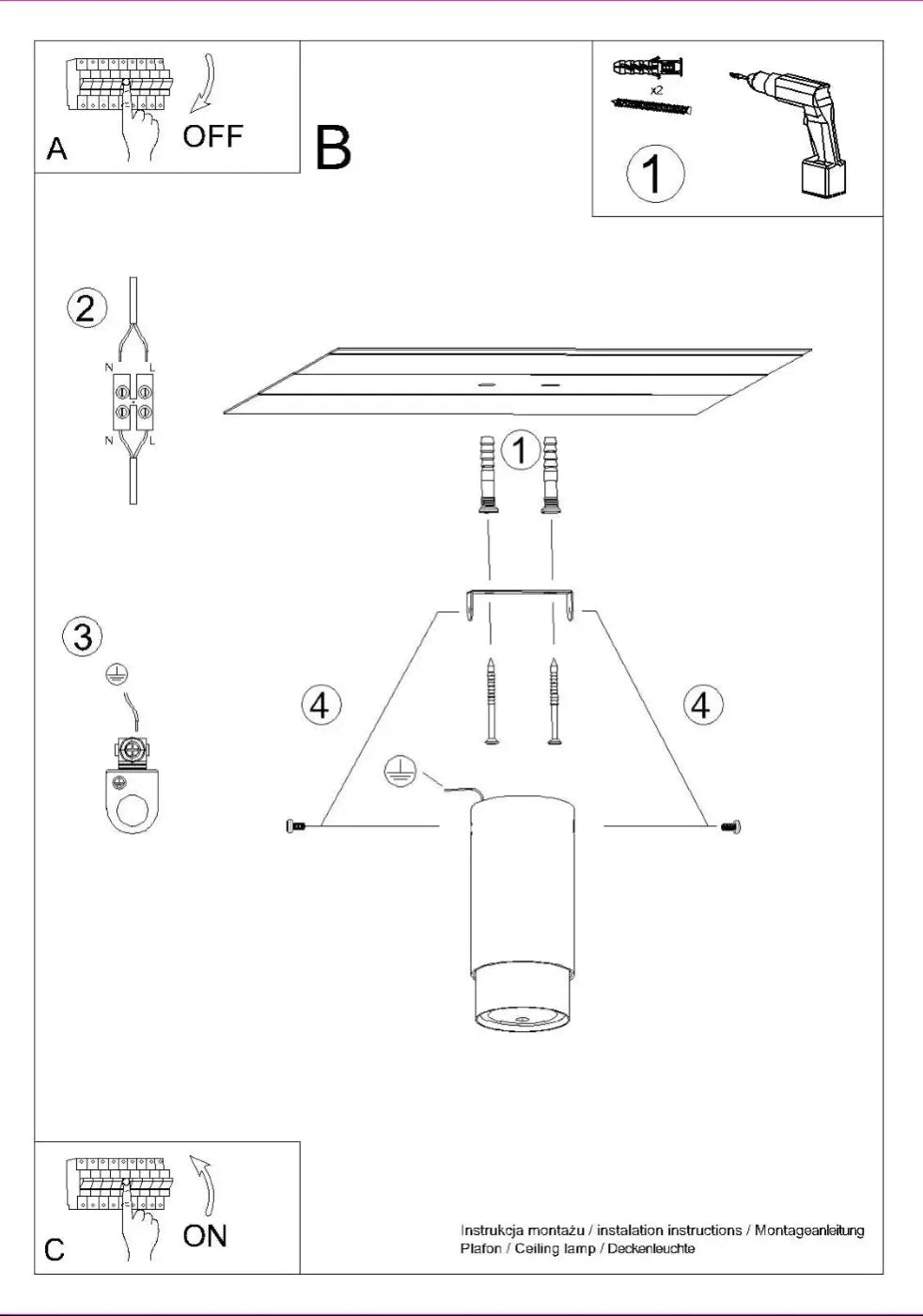 Plafonnier Cylindre Noir Chrome LED - Dalumea - vue 10