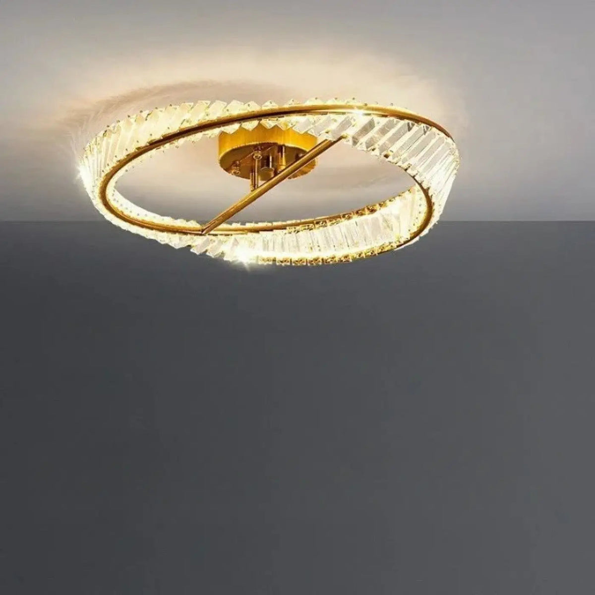 Plafonnier Anneau Cristal Doré - Dalumea - vue 6