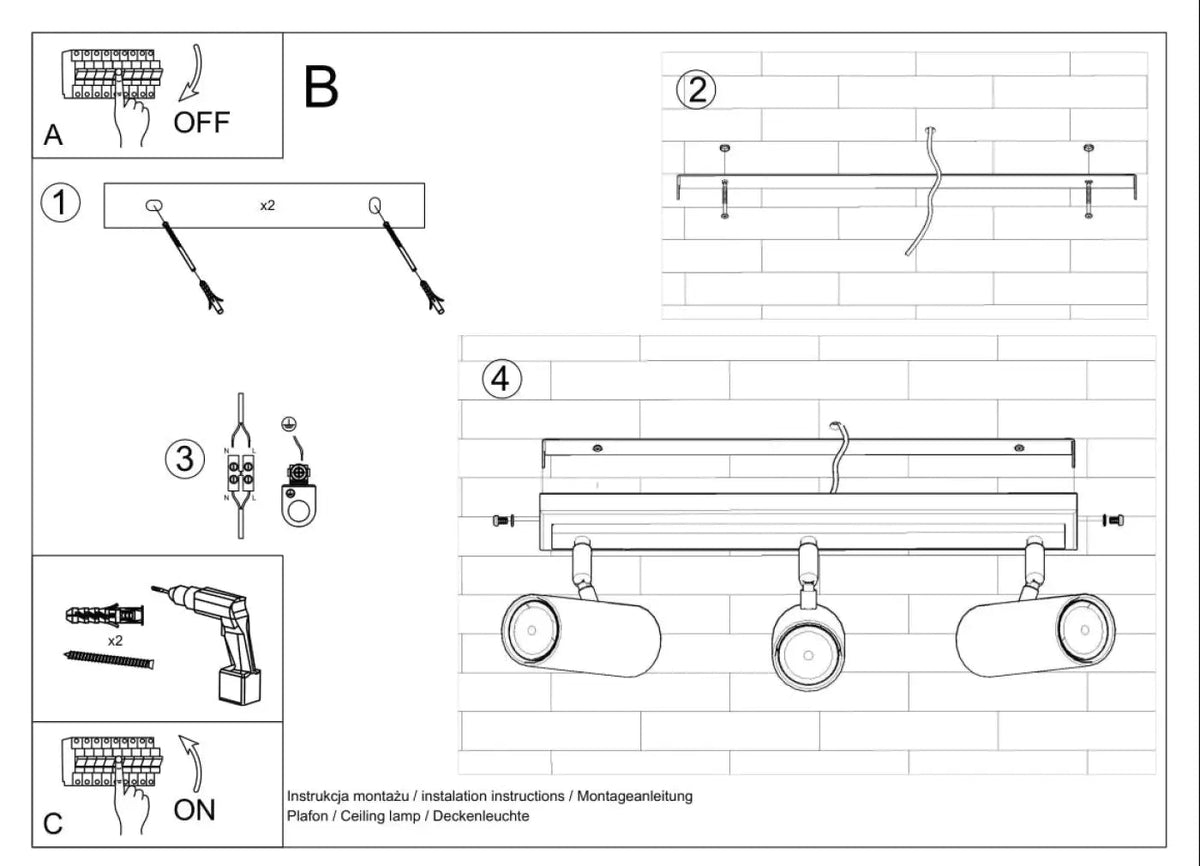 Plafonnier 3 Spots Orientables Blanc Design - Dalumea - vue 8