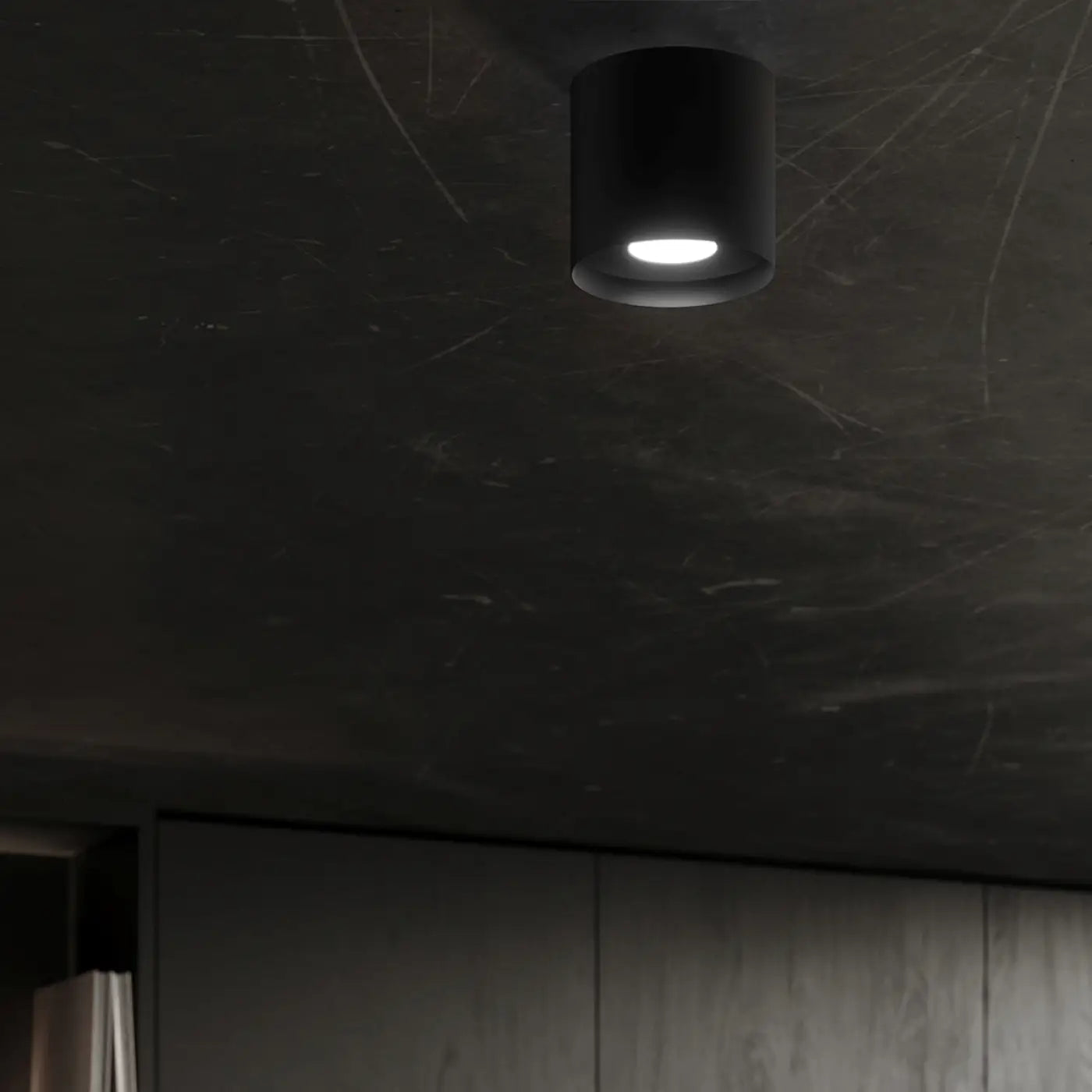 Plafonnier Cylindrique Lisse Noir Minimaliste - Dalumea - vue 5