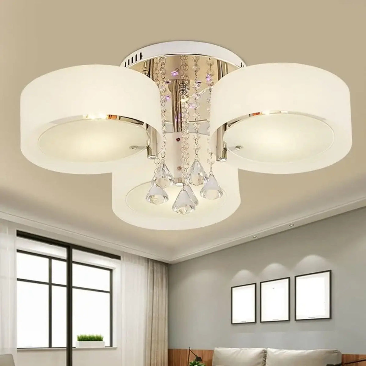 Plafonnier LED Cristal Blanc - Dalumea - vue 2