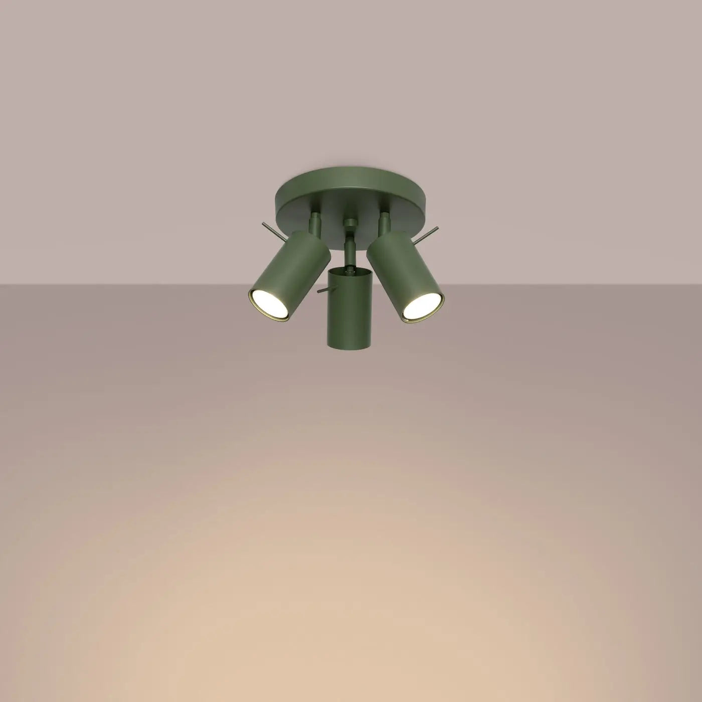 Plafonnier 3 Spots Orientables Vert Olive - Dalumea - vue 1
