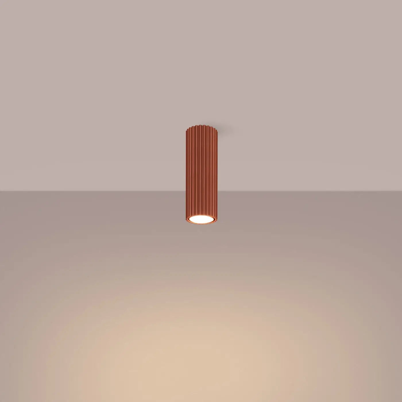 Plafonnier Cylindrique LED Rouge Ocre - Dalumea - 20 cm