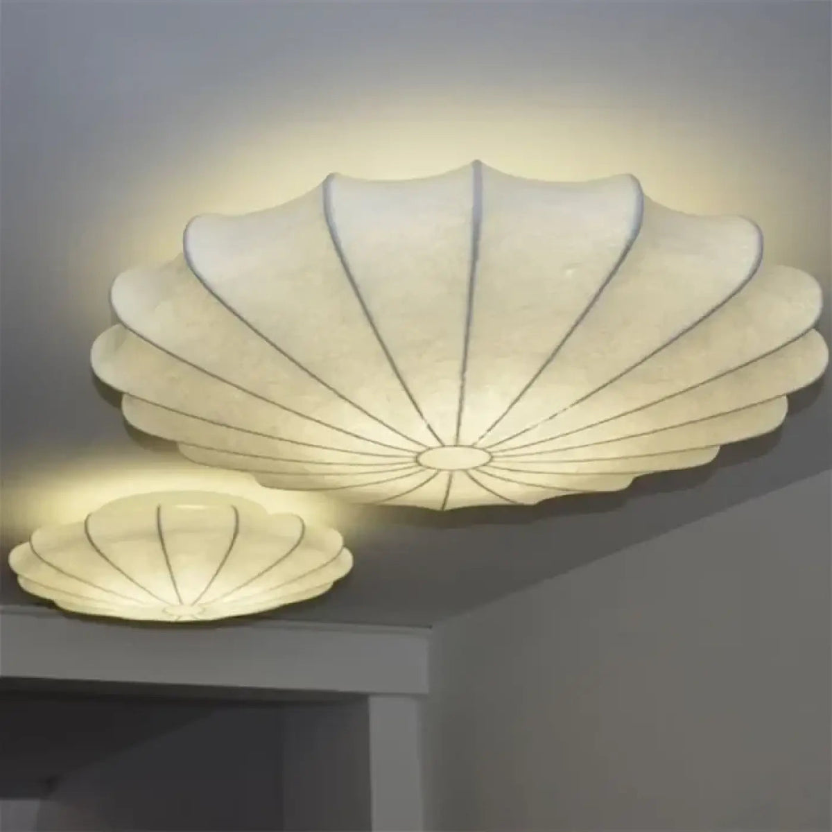 Plafonnier Forme Organique Blanc Tissu - Dalumea - vue 1