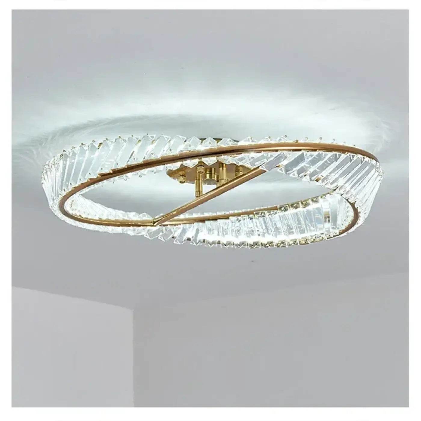 Plafonnier Anneau Cristal Doré - Dalumea - vue 3
