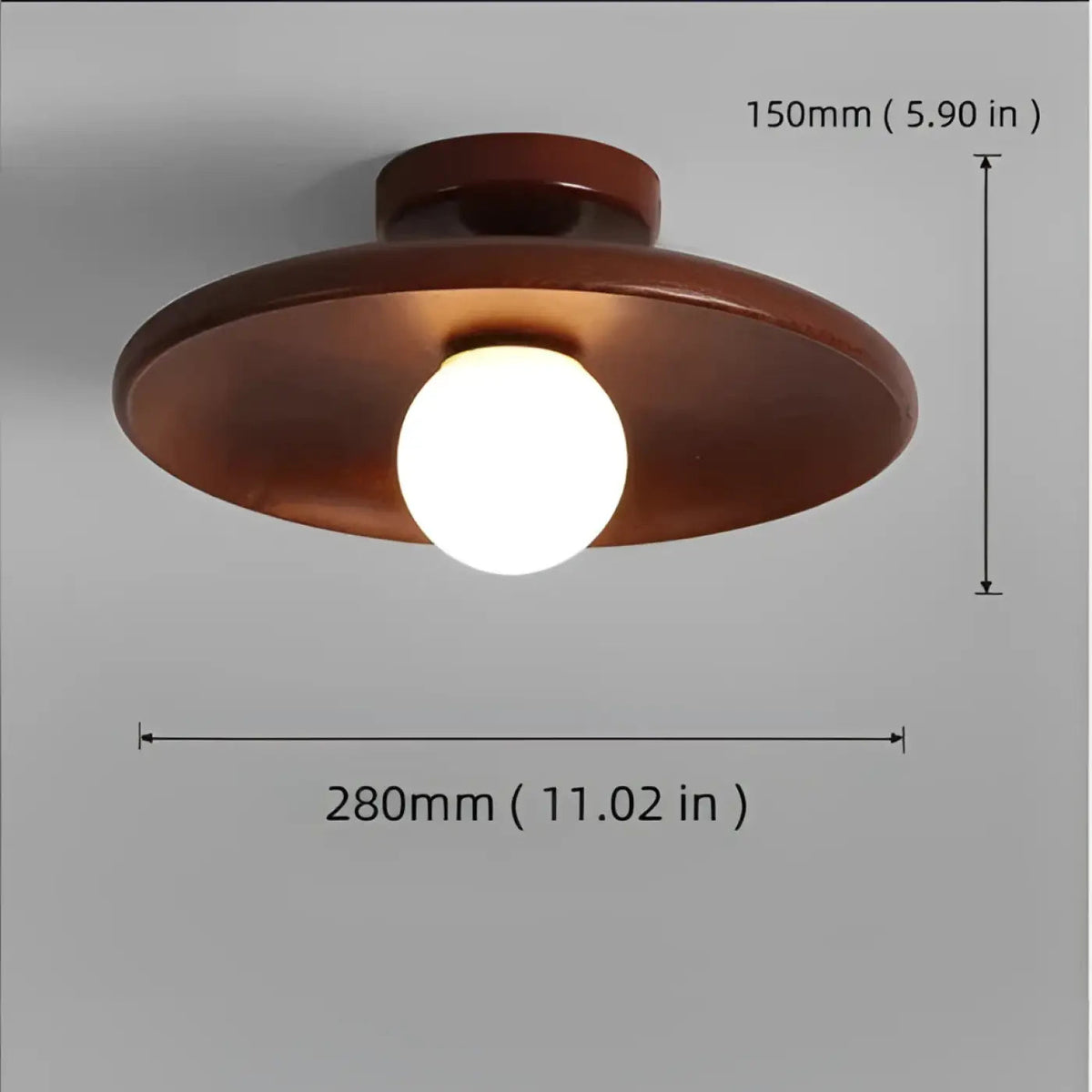 Plafonnier Bois Noyer Métal LED - Dalumea - vue 7