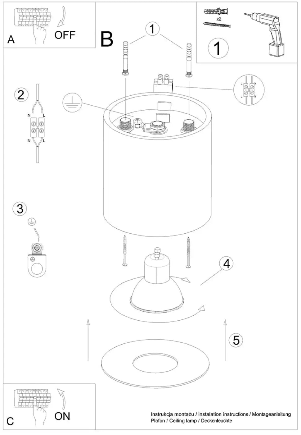 Plafonnier Cylindrique Lisse Doré - Dalumea - vue 9
