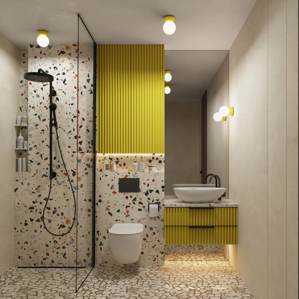 Plafonnier Boule Opaline Jaune - Dalumea - vue 8