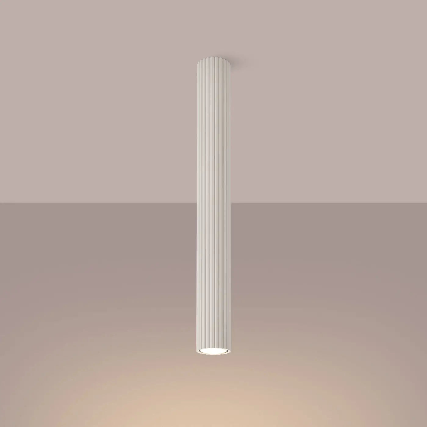 Plafonnier Cylindrique Beige Cannelé - Dalumea - vue 1