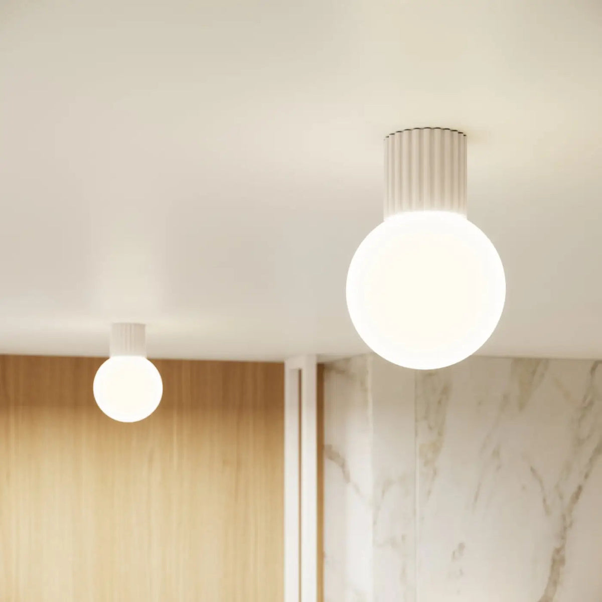 Plafonnier luminaire plafonnier beige style minimaliste - blanc - Dalumea - vue 1