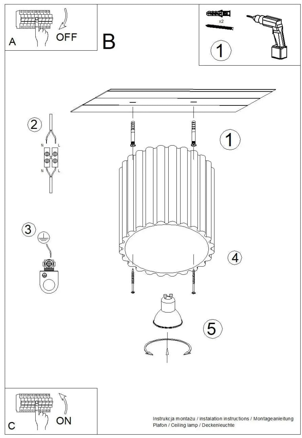 Plafonnier luminaire plafonnier moka style moderne - Dalumea - vue 11