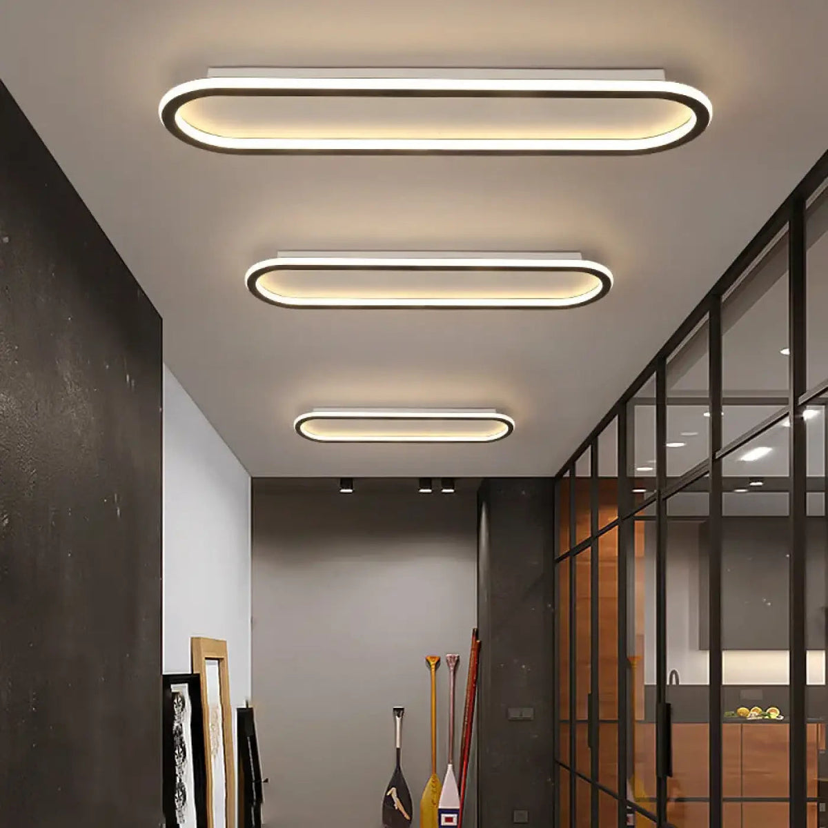 Plafonnier LED Ovale Bandeau Continu Minimaliste - Dalumea - vue 2