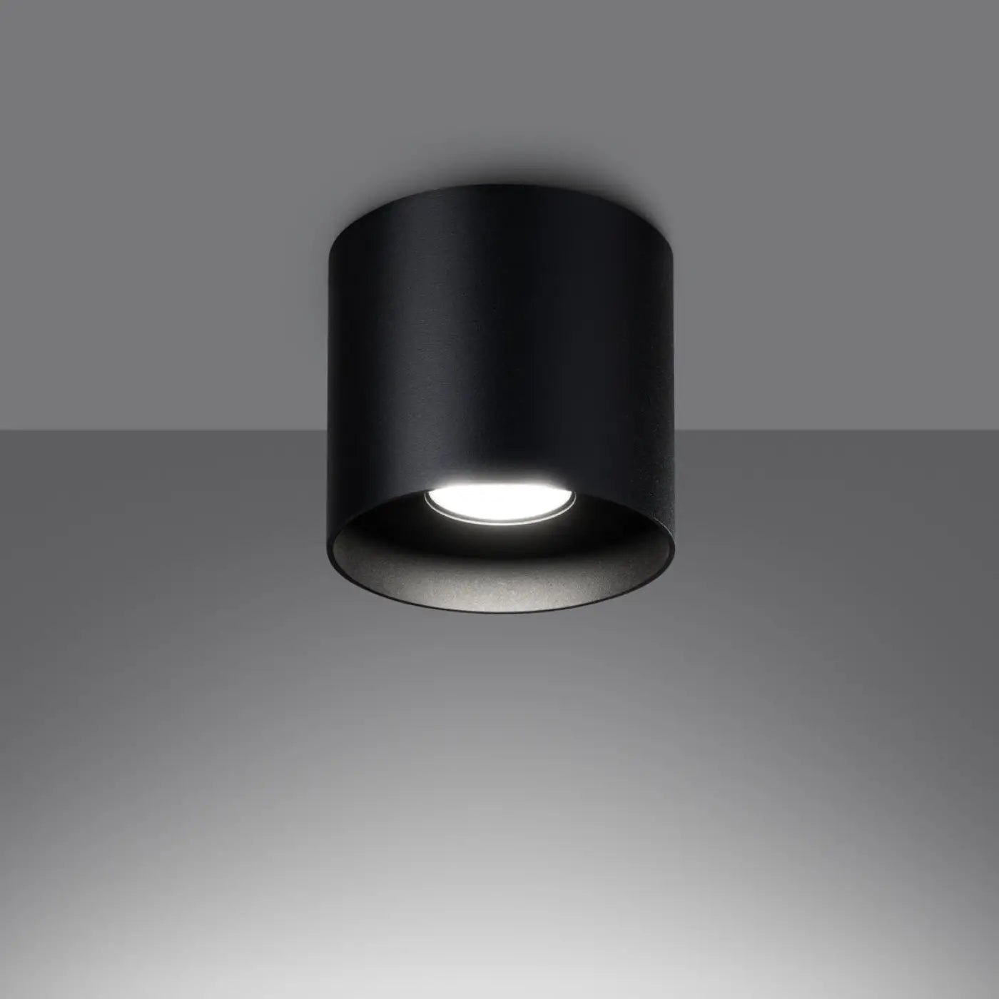 Plafonnier Cylindrique Lisse Noir Minimaliste - Dalumea - vue 1