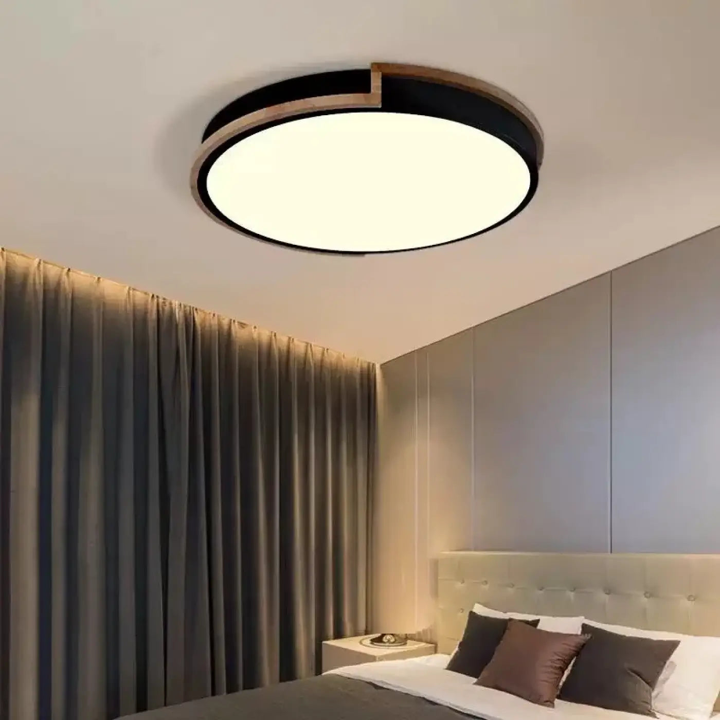 Plafonnier LED Rond Bois Métal - Dalumea - vue 1