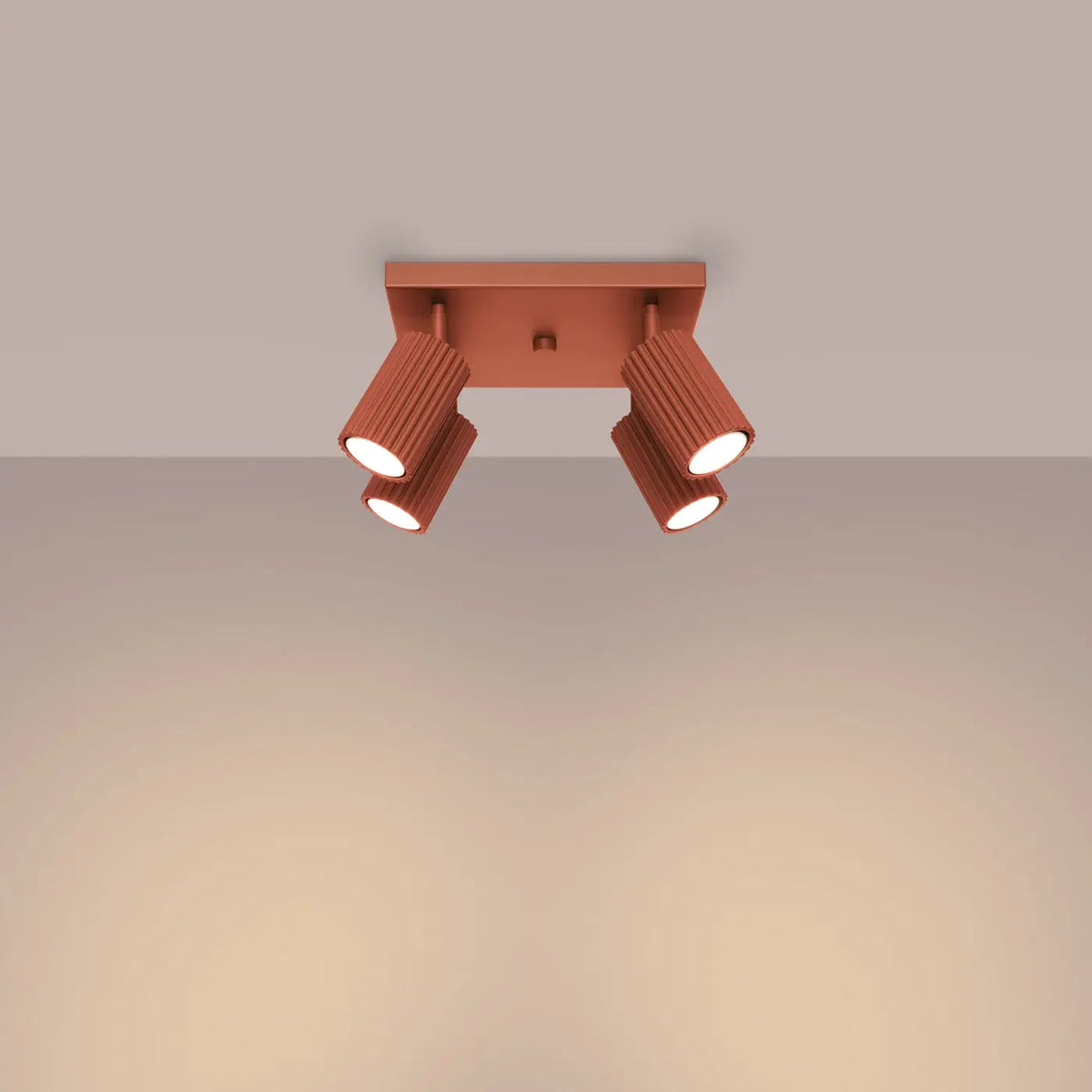 Plafonnier 4 Spots Rouge Ocre - Dalumea - vue 1