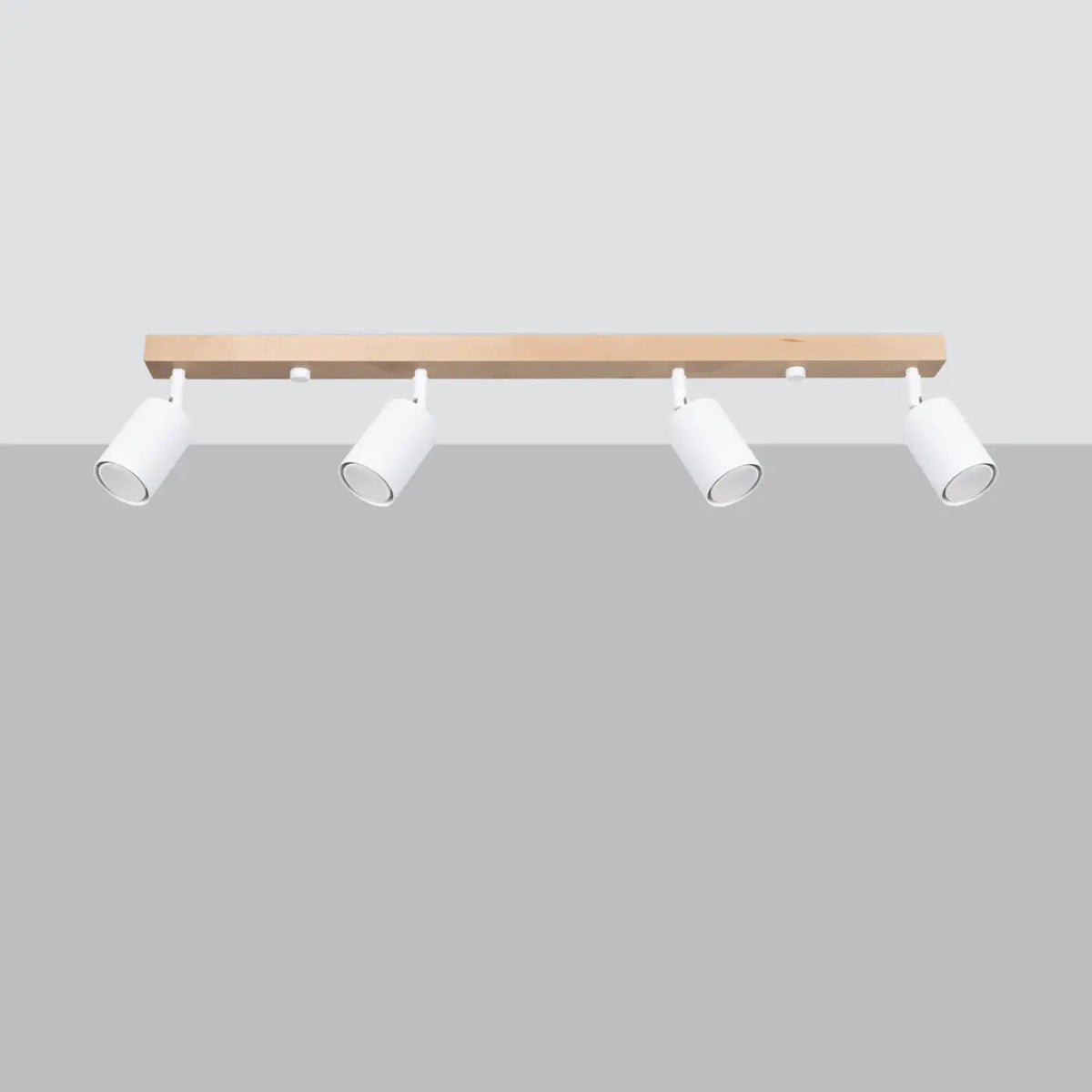 Plafonnier Rail Bois Blanc 4 Spots