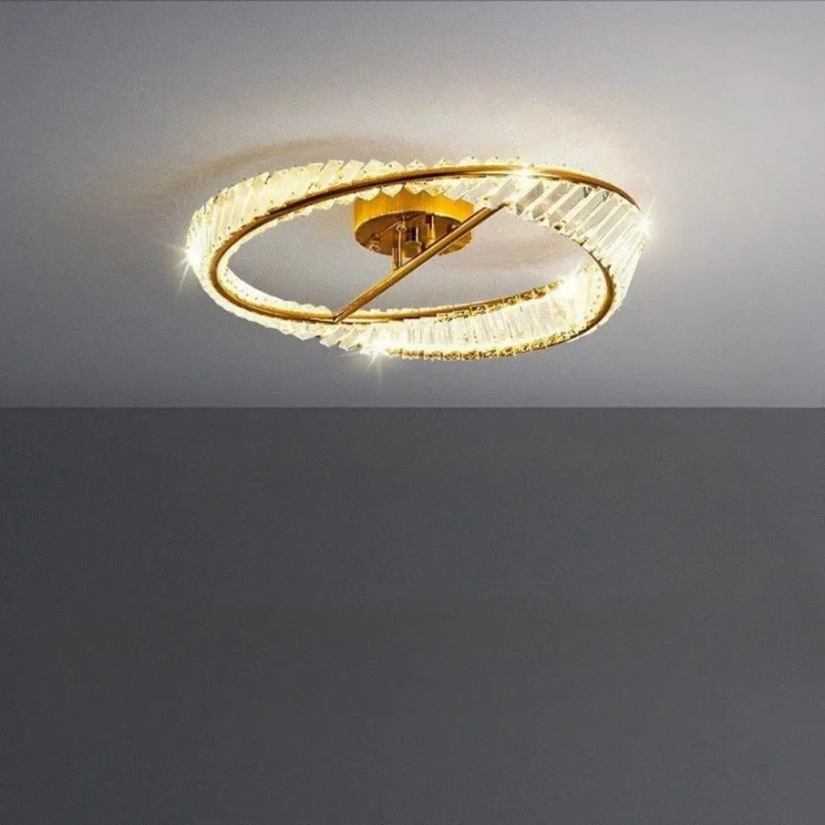 Plafonnier Anneau Cristal Doré - Dalumea - vue 5