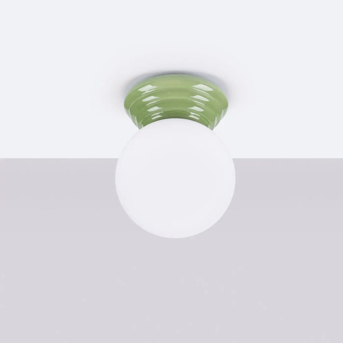 Plafonnier Boule Opaline Vert Céramique - Dalumea - vue 2