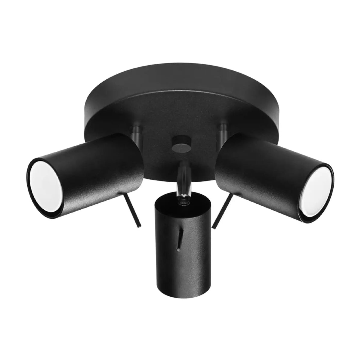 Plafonnier 3 Spots Orientables Base Ronde Noir - Dalumea - vue 3