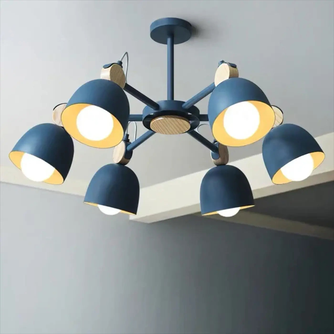 Plafonnier Nordique Multi-Lumières Bois Métal - Dalumea - vue 5