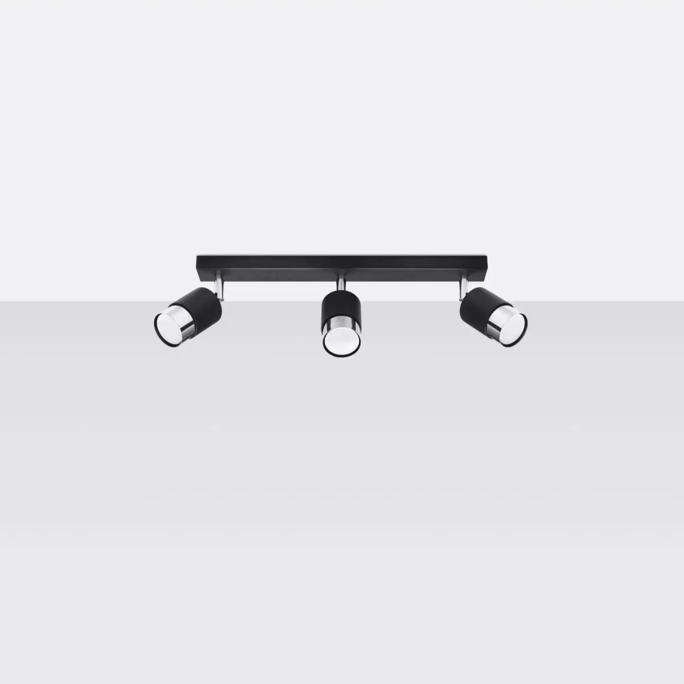 Plafonnier 3 Spots Orientables Noir Chrome - Dalumea - vue 2