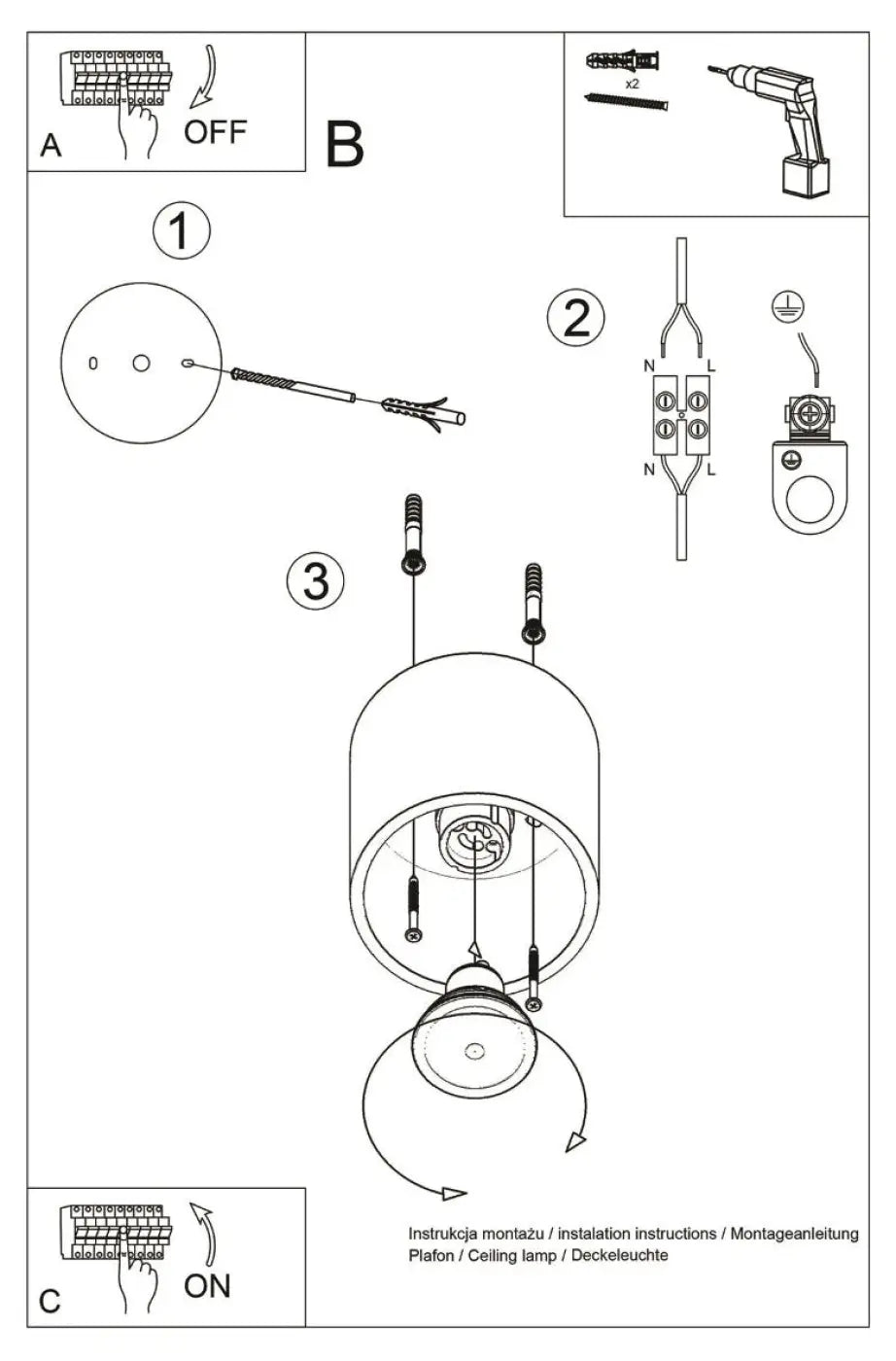 Plafonnier LED Cylindre Gris - Dalumea - vue 9